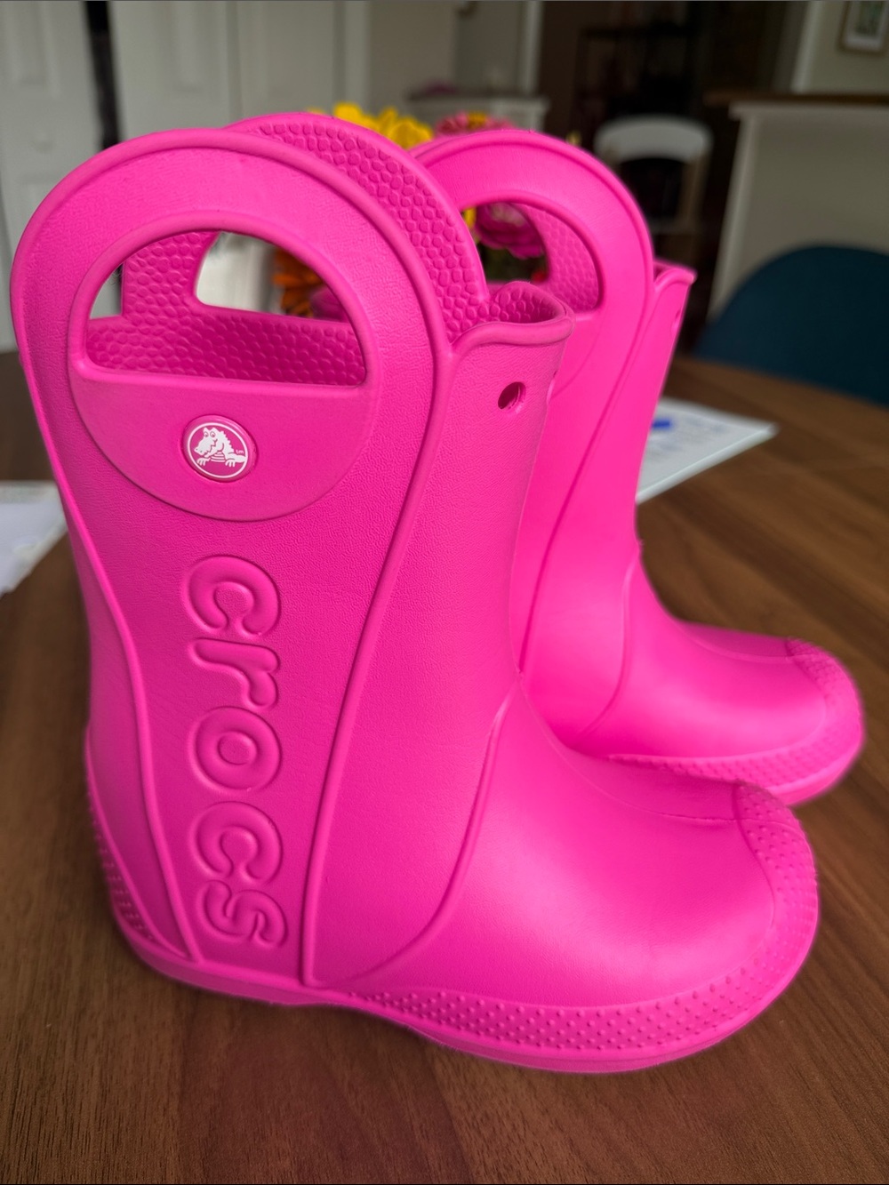 CROCS Kids Hot Pink Waterproof Pull-On Rain Boots
